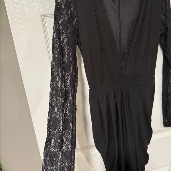 Chic Black Lace Long Sleeve Dress - Picture 3 of 7